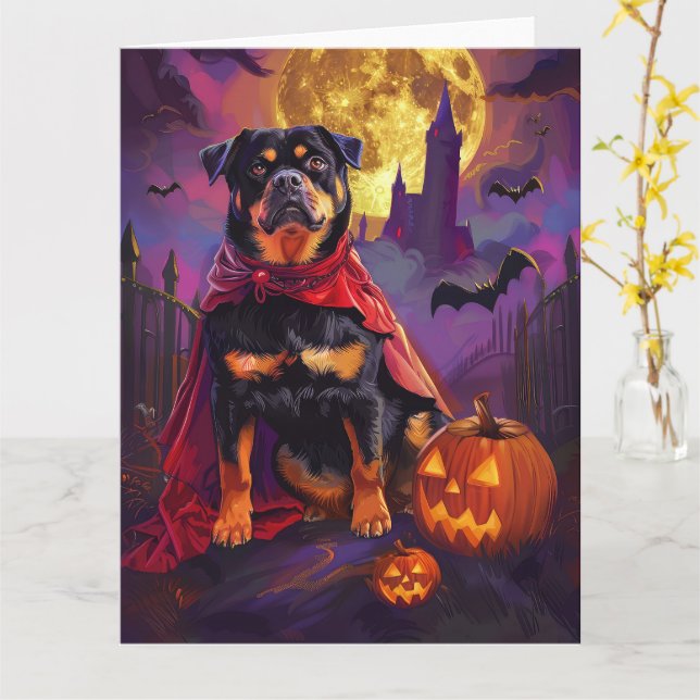 Halloween Rottweiler Vampire Pumpkins Beängstigend Karte (Gelbe Blume)