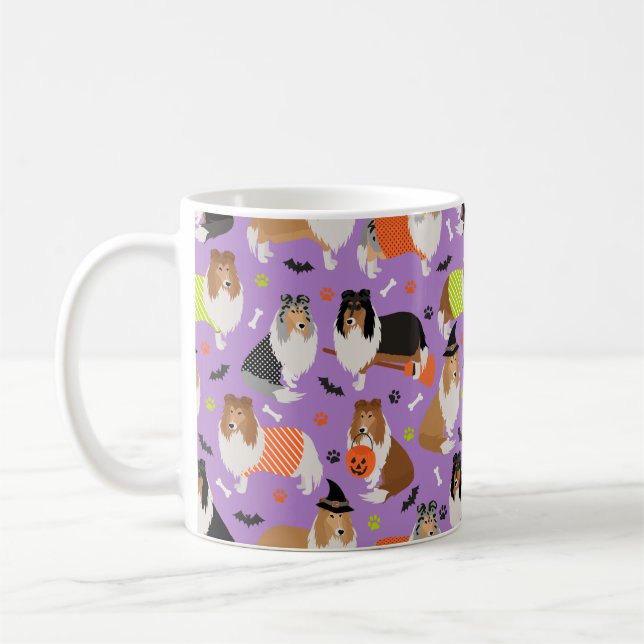 Halloween Rough Collie Coffee Tasse (Links)