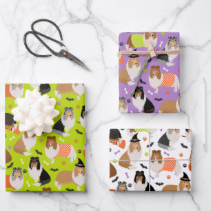 Halloween Rough Collie Geschenkpapier Set
