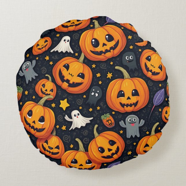 Halloween Round Pillow Rundes Kissen (Rückseite)