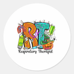 Halloween Rt Atemtherapeut Spooky Rt Pumpk Runder Aufkleber
