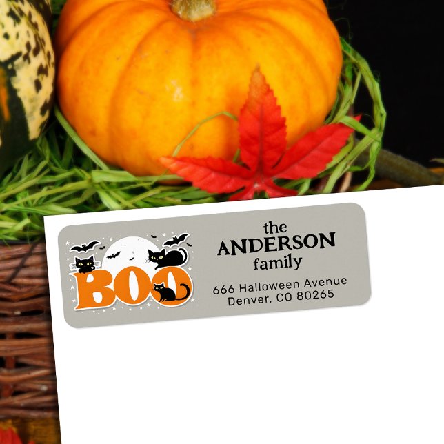 Halloween-Rücksendeadresse für Bootskatzen und Fle (🦇🎃 Spookify Your Mail: Halloween Return Address Labels! 👻)