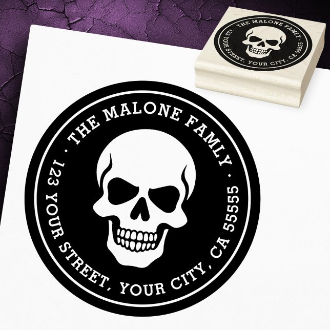 Halloween-Rücksendeadresse Gummistempel (Halloween skull return address rubber stamp)