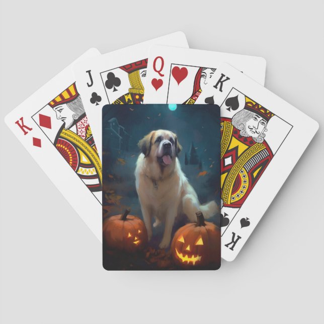 Halloween Saint Bernard mit Pumpkins Beängstigend Spielkarten (Rückseite)
