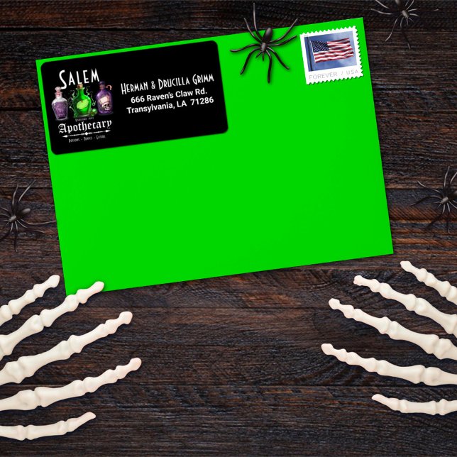 Halloween Salem Apothecary Potions Tonics Elixirs Adressaufkleber (Von Creator hochgeladen)