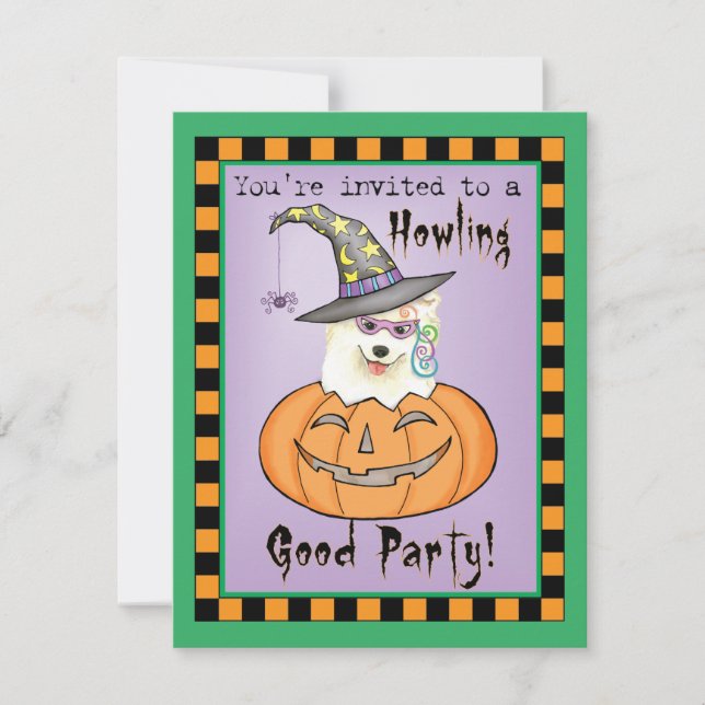 Halloween Samoyed Einladung (Vorderseite)