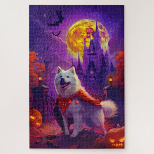 Halloween Samoyed Vampire Pumpkins Beängstigend Puzzle