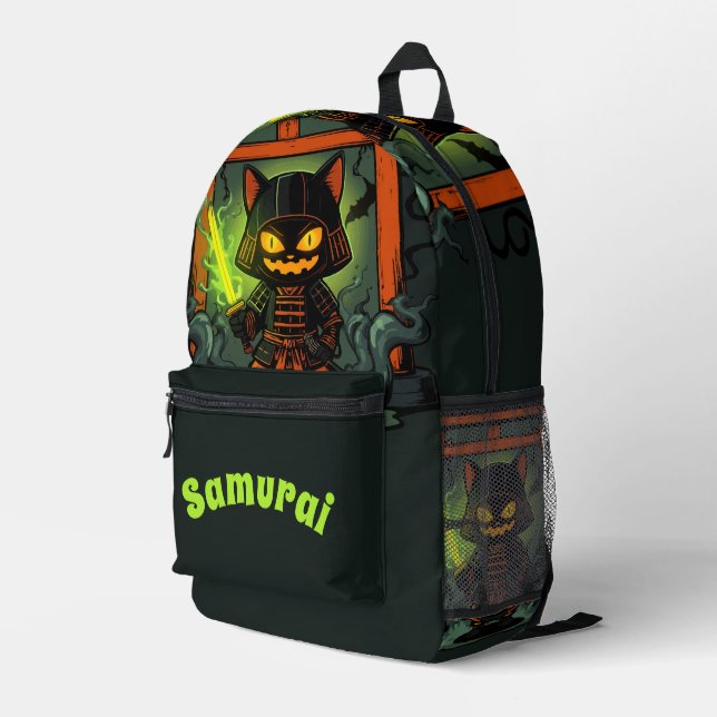 Halloween Samurai Warrior - Creepy Japan Spooky Bedruckter Rucksack (Rückseitige Ecke Rechts)