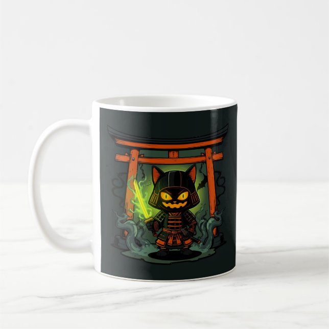 Halloween Samurai Warrior - Creepy Japan Spooky Kaffeetasse (Links)