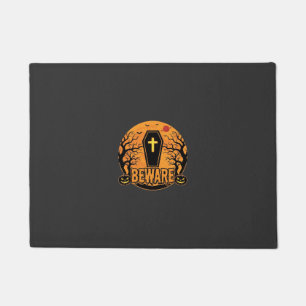 Halloween Sarg Vorsicht Kürbis Horror Design_1 Fußmatte