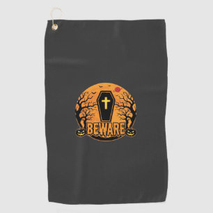 Halloween Sarg Vorsicht Kürbis Horror Design_1 Golfhandtuch