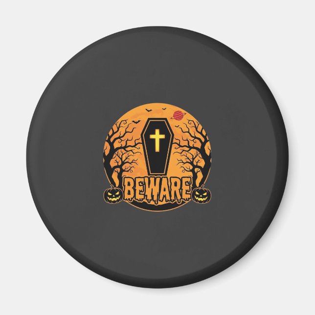 Halloween Sarg Vorsicht Kürbis Horror Design_1 Magnet (Vorne)
