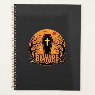 Halloween Sarg Vorsicht Kürbis Horror Design_1 Planer