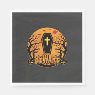 Halloween Sarg Vorsicht Kürbis Horror Design_1 Serviette