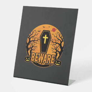 Halloween Sarg Vorsicht Kürbis Horror Design_1 Sockelschild