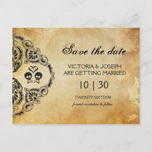 Halloween Save the Date - Skull & Crossbones Ankündigungspostkarte