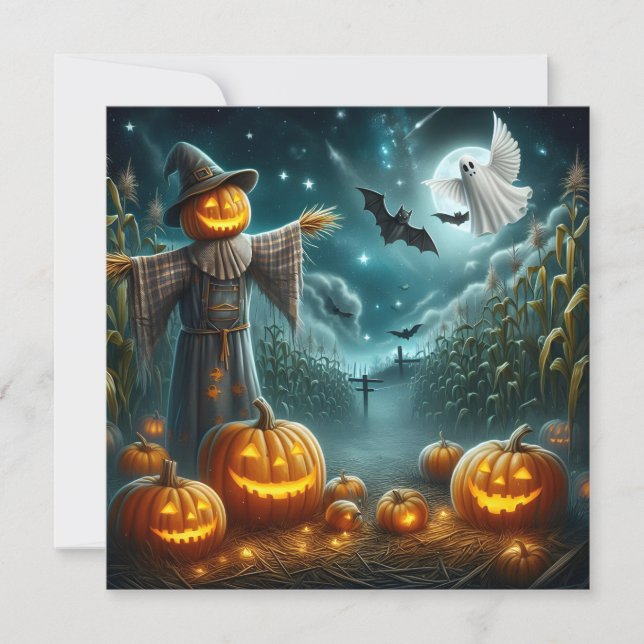 Halloween Scarecrow Feiertagskarte (Vorderseite)