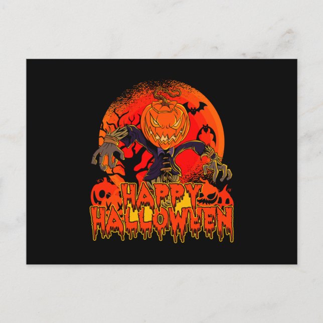 Halloween Scarecrow Halloween Pumpkin Feiertagspostkarte (Vorderseite)