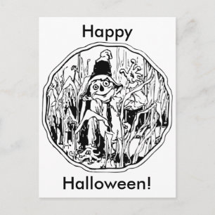 Halloween Scarecrow Postcard Postkarte