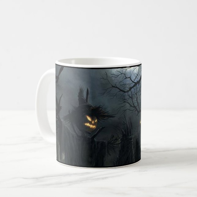 Halloween Scarecrow Spooky Beängstigend Spuk Oktob Tasse (Vorderseite Links)