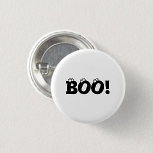 Halloween Scary Boo! eyeballs black white Button