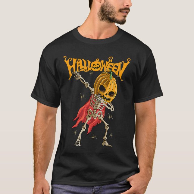 Halloween Scary Dancing Skeleton Pumpkin Happy Hal T-Shirt (Vorderseite)