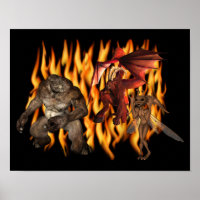 Halloween Scary Ogre And Demons In Flames