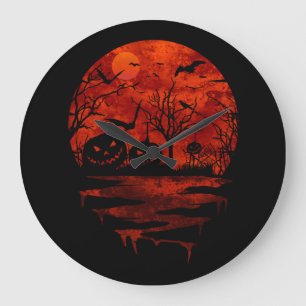 HALLOWEEN SCARY RED MOON GROßE WANDUHR