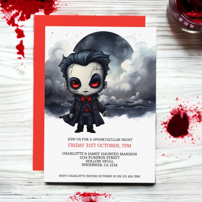 Halloween Scary Vampire Under a Full Moon Einladung (Halloween Scary Vampire Under a Full Moon Invitations from Ricaso)