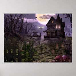 Halloween Scene 28" x 20" Poster