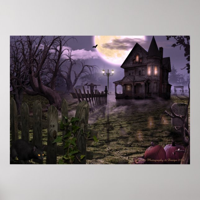 Halloween Scene 28" x 20" Poster (Vorne)