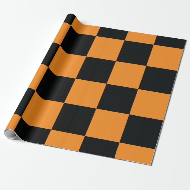 Halloween-Schachbrett-Muster Geschenkpapier (Ungerollt)