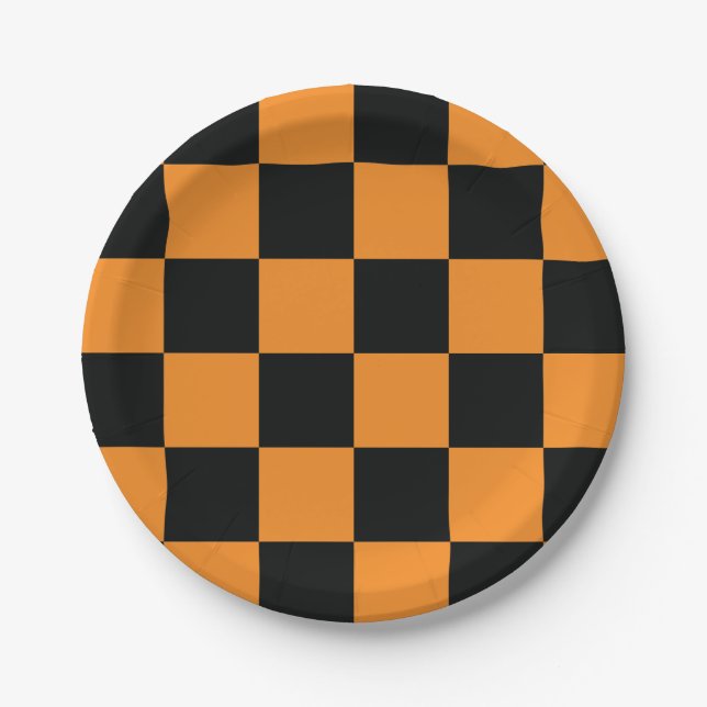 Halloween-Schachbrett-Muster Pappteller (Vorderseite)