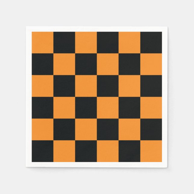 Halloween-Schachbrett-Muster Serviette (Vorderseite)