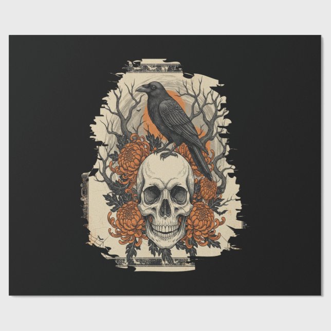 Halloween-Schädel Geschenkpapier (Flach)