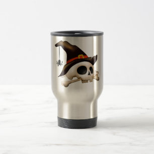 Halloween-Schädel mit Knochen-und Hexe-Hut Reisebecher