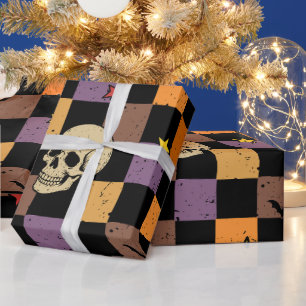 Halloween Schädel und Fledermäuse Geschenkpapier