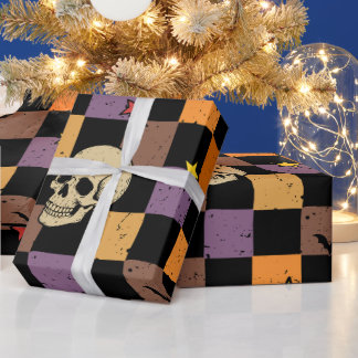 Halloween Schädel und Fledermäuse Geschenkpapier