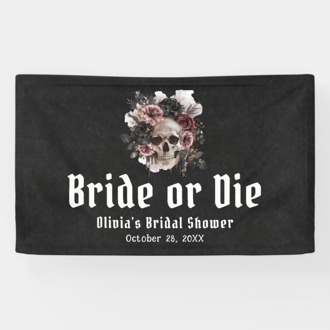 Halloween-Schädelbrille oder Die Brautparty Banner (Horizontal)