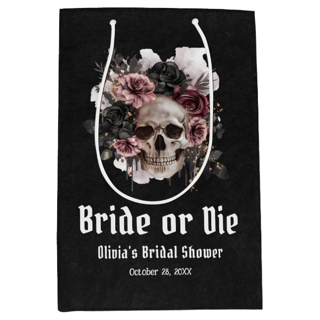 Halloween-Schädelbrille oder Die Brautparty Mittlere Geschenktüte (Vorderseite)
