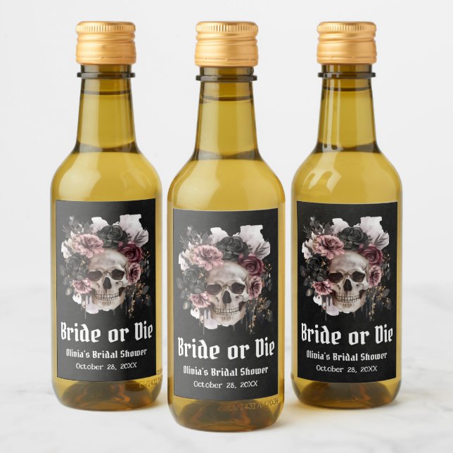 Halloween-Schädelbrille oder Die Brautparty Weinetikett (Flaschen)