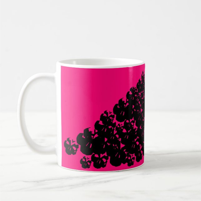Halloween Schädelhaufen schwarzer Neon Pink Magent Kaffeetasse (Links)