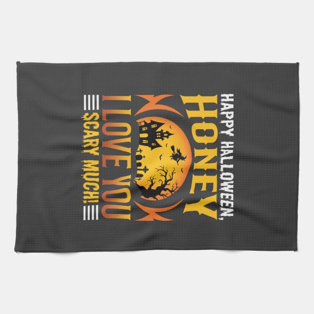 Halloween Schatz Ich Liebe Dich Sehr Schrecklich Geschirrtuch (Horizontal)