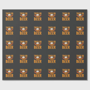 Halloween-Scherz oder Bier-Kürbis-Fledermaus-Grafi Geschenkpapier