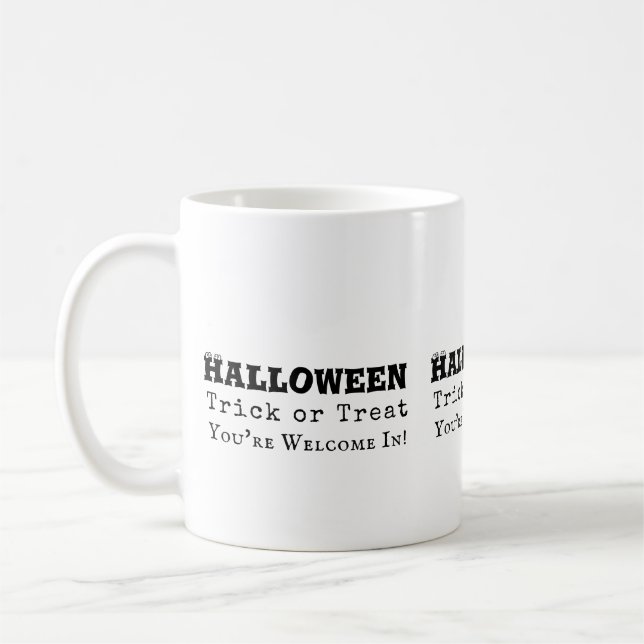 Halloween-Scherz oder Streiche lustiges Zitat Kaffeetasse (Links)
