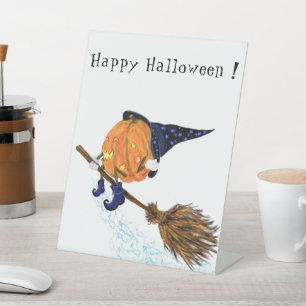 Halloween-Schild Hexenkürbis Sockelschild