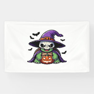 Halloween-Schildkröte-Turtle-Hexenhut-Kostüm-Spook Banner