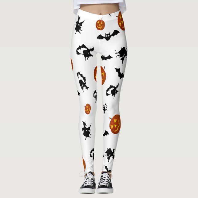 Halloween-Schläger, Kürbise und Hexe-Leggings Leggings (Vorderseite)