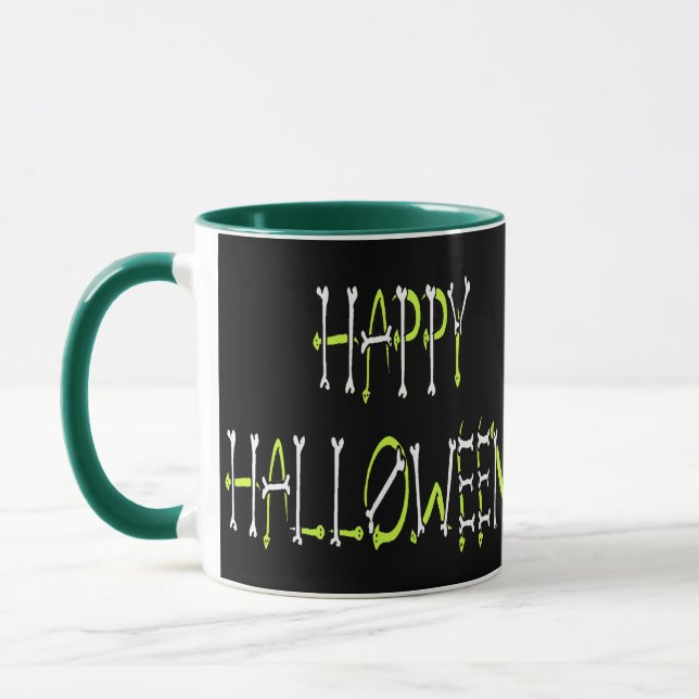 Halloween-Schlangen und Knochentext Tasse (Links)