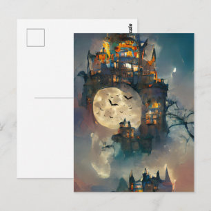 Halloween-Schloss, Halloween-Fledermäuse, Japanisc Postkarte